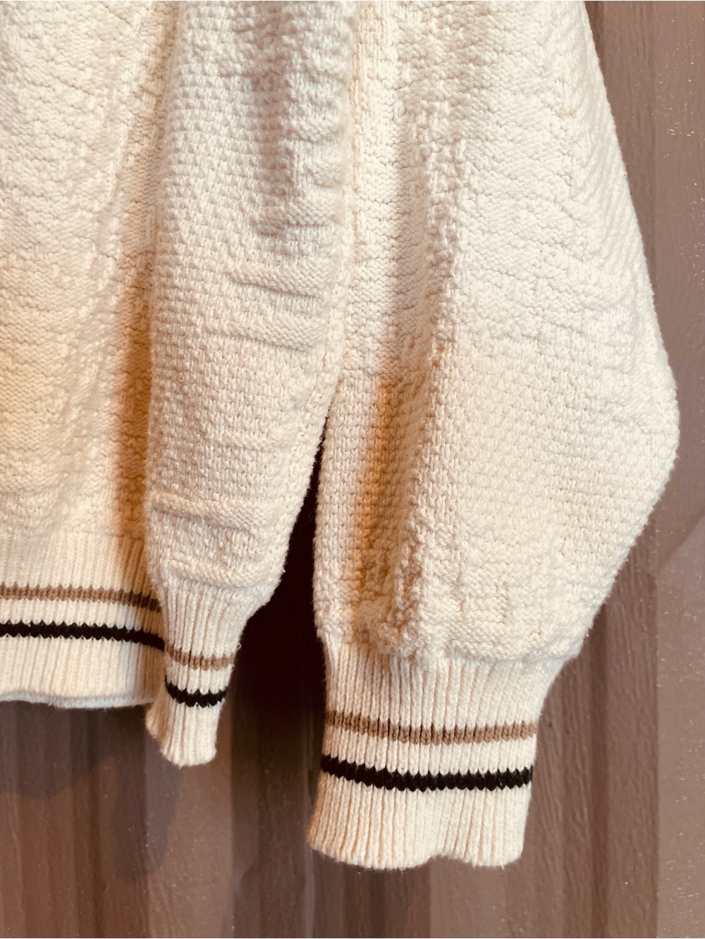 VTG 90s Fieldmaster Men’s Wood Duck Sweater Textured Cotton USA Ivory Preppy XL - Picture 7 of 10